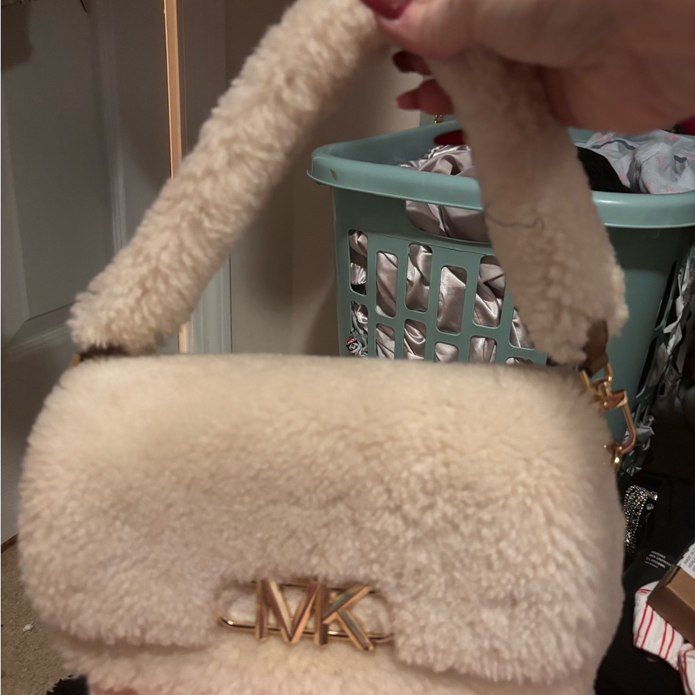 Michael Kors Beige Shearling Shoulder Bag